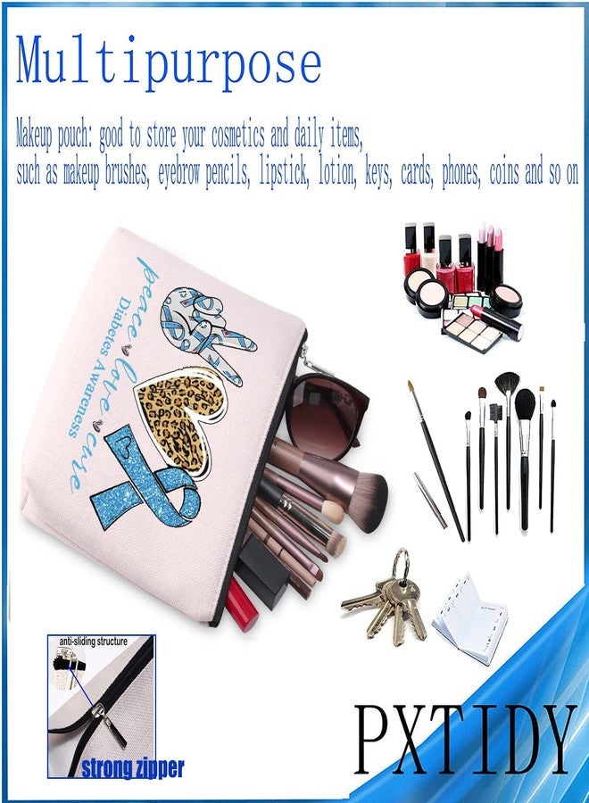 PXTIDY Funny Diabetic Gift Diabetes Warrior Gift Peace Love Cure Diabetes Awareness Cosmetic Bag Medical Alert Diabetic Pouch - Image 4